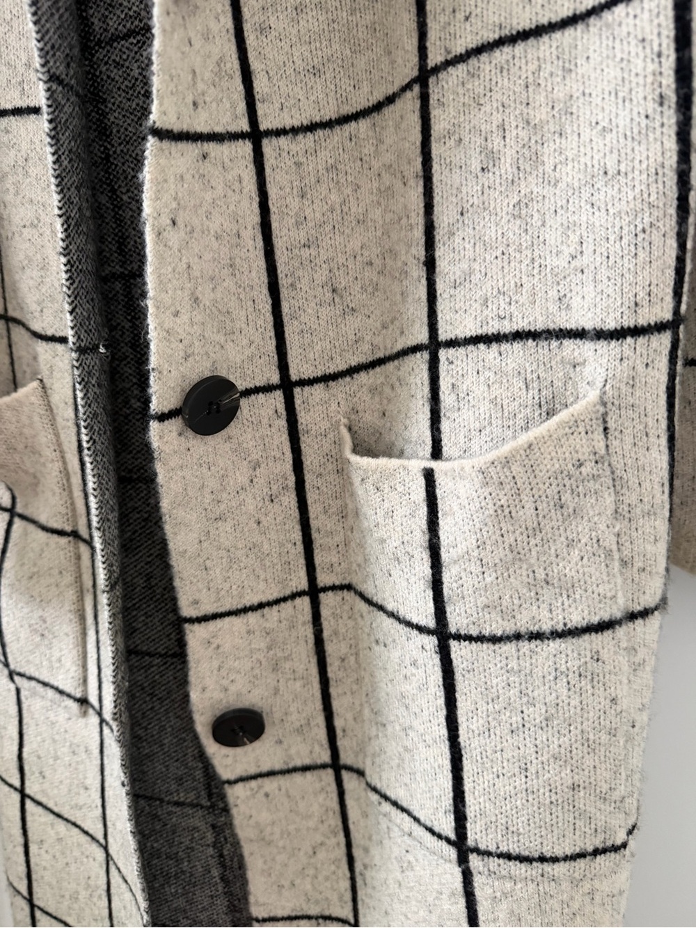 John + Jenn Cream Windowpane Longline Trench Coat - Picture 4 of 6